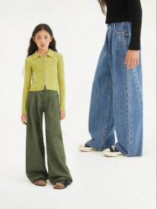 LOVESASAKIDS | Loose Fit Wide Leg Vintage A-Line Washed Denim Jeans