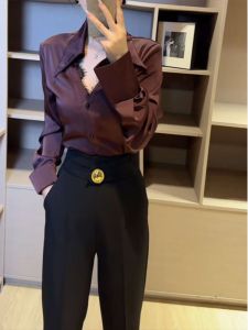 Lace Patchwork Acetate Satin Shirt for Women 2024 New Arrival Classy Stylish Niche Style French Chic and Beautiful Tops