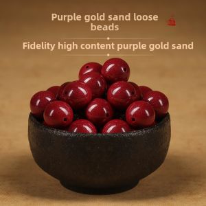 Natural Cinnabar Loose Beads Bracelet Purple Gold King Sand Beads Raw Stone Original Mine Lucky Charm Hand Bracelet Diy Accessories