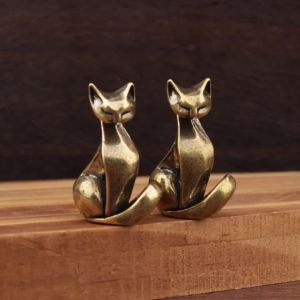 Tượng Mèo Mini Chất Liệu Đồng Thau Ngộ Nghĩnh Điêu Khắc Cho Gia Đình Phòng Ngủ Phòng Khách Bàn Kệ Trang Trí Văn Phòng Sưu Tập Tượng Mèo