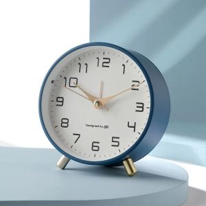Nordic Luxury Alarm Clock Silent Student Use Frosted Metal Desk Clock Minimalist Clock