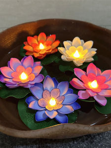 Floating Water Sensor Luminous Lotus Lamp Pond Landscape Decoration Lotus Lamp Lantern Festival Mid-Autumn Festival Outdoor Activities Wish River Lanterns