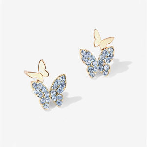 Huitan Aesthetic Pink/Purple/Green/Blue Butterfly Earrings Women Clever Accessories Wedding Dance Party Delicate Fashion Jewelry