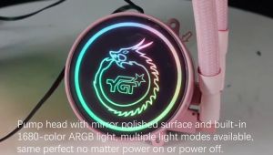 YGT Pink Liquid CPU Cooler ARGB 3Pin Heatsink Cooling Quiet All-in-one Effect For Desktop Computer