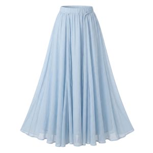 PAIBOLI | French Blue Pleated Mid-Length Skirt