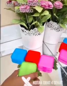 {JEN}kotak plastik kecil 4 skat kotak tempat perhiasan wadah obat pil