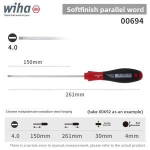 Wiha | Hardened Cross and Flathead Screwdriver with Hex Socket and Magnetic Tip