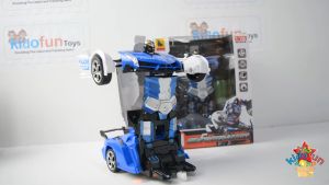 Remot Kontrol Mobil Balap Transformer Berubah Jadi Robot Police Deformation 360° RC + Baterai Cas