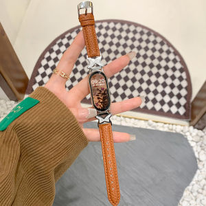 Uhada Premium Leather Smart Watch Band for Xiaomi Mi Band 8 9 10 Womens Style Butterfly Buckle Intelligent Sports Band