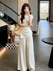 NIUVIES | Summer Off-Shoulder Top and Wide Leg Pants Set