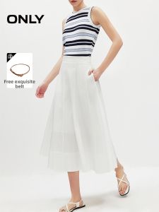 ONLY | New Minimalist Solid Wide Hemlock Stitch A-line Skirt
