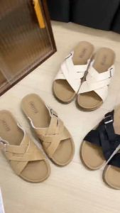 YOTO Sandal for Women Korean Style Formal Flat Sandals Casual Slip On Made of Suede Material