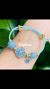 vòng tay nữ cỏ 4 là đá aquamarine tự nhiên bọc bạc cao cấp mix đồng điếu aquamarine và charm trái tim đá aquamarine vip bọc bạc vòng tay đá phong thủy hợp mệnh mộc mệnh thủy trang sức thiết kế đủ hóa đơn thẻ bảo hành