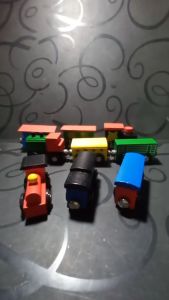 Đoàn Tàu Lửa Bằng Gỗ Mini Đồ Chơi Xe Tàu Lửa Có Nam Châm Hít Gồm 3 Toa Tàu 02218