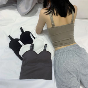 Summer beautiful back chest wrap tube top wide shoulder strap womens vest without steel ring bra small chest shows large gathering outer wear underwear