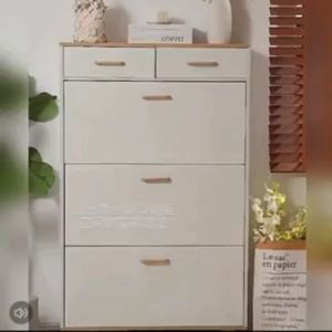 ตู้รองเท้าบานเปิด ชั้นวางรองเท้ามีลิ้นชัก ตู้เก็บของอเนกประสงค์ ดีไซต์ใหม่สวยมินิมอล ใช้งานง่ายต่อการหยิบ แข็งแรง