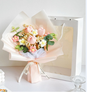 Hand Knitted Flower Bouquet Sunflower And Rose Wool Yarn Creative Birthday Gift for Boyfriend And Elderly Relative Romantic Elegant