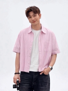 GentWear Box Fit Polo for Men Crop Top stripe cotton short-sleeved Korean style shirt