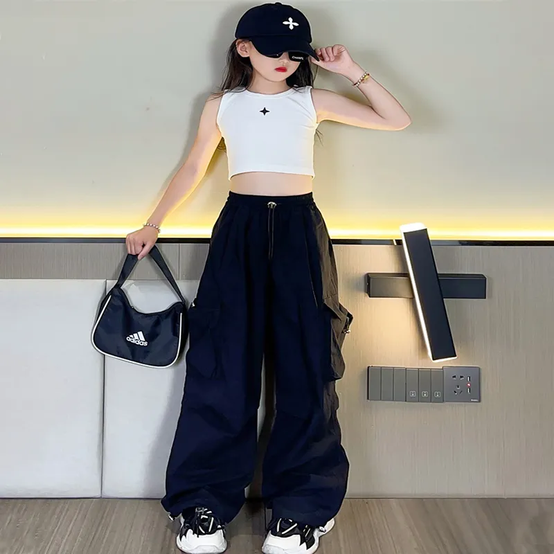 Cargo Pants Pocket Jogger Pants for Kids Girls 5-16 Years Old