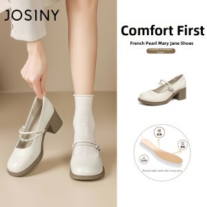 Josiny | French Style Mary Janes Coarse Heel JK Design One Strap Single Shoes