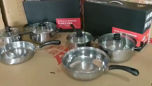 ชุดหม้อและกระทะ ชุดหม้อสแตนเลส ชุดหม้อ 3ใบ pot set พร้อมฝาแก้ว หม้อสแตนเลส หม้อต้ม กระทะหม้อ  pot set ชุดหม้อ  ความจุใหญ่ นำความร้อนได้ดี Alechaung coffee