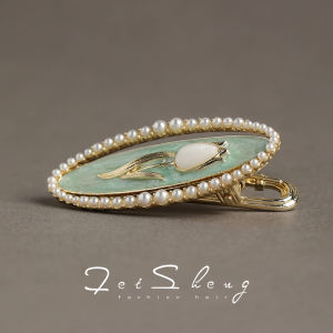 French Style Sweet Elegant Tulip Side Hair Clip Pearl Duckbill Hair Clamp Womens Fashion Jewelry Accessory Alloy Plated Silver