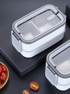 Stainless Steel Leak-Proof Double Layer Lunch Box with Insulated Bag - Microwaveable Thermal Food Container