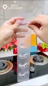 Transparent 6 Hooks Adhesive Row Hooks Wall Hooks Heavy Duty Self Adhesive Hooks Plastic Hangers Kitchen Hooks