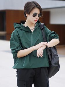 Trendy Casual Hooded Jacket Womens Short Thin Loose Korean Style Fashionable Versatile Top Street Style Cotton Long Sleeve