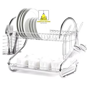 𝗦𝗜𝗠𝗣𝗟𝗘 Kitchen Multi-Functional 2 Layer Stainless Steel S Shape Dish Drainer Cutlery Holder Rack / Rack Pinggan Mangkuk