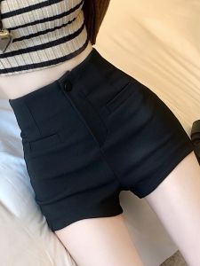 Black High Waist Suit Shorts Womens Casual Bottoming Boot Pants Trendy A-Line Miniature Commute Style Korean Version Straight Leg