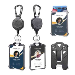 New Badge Holder Carabiner Keychain Tactical ID Holder Retractable Reel Mountaineering Buckle Multiple Tools Accessories