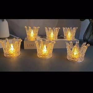 Momo Tealights Candles Candle Lamp - Honeycomb/Crown Design Acrylic Electric Candle LED Lights Battery Candle Light Tea Light Candle Battery Operated Warm White Flameless Candle for Center Table Ideal for Wedding Party/Christmas Decor