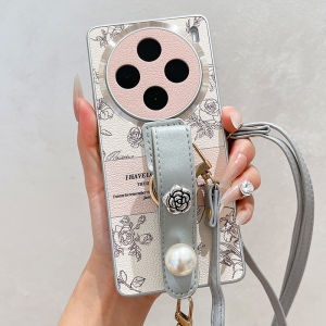 Vivox200 Pearl Wristband Phone Case Womens Crossbody Protective Shell Vintage Flower X100 Full Cover Anti-fall X80