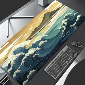 แผ่นรองเมาส์ใหม่ ขนาดใหญ่ 900x400 สำหรับคอมพิวเตอร์ขนาดเล็ก แผ่นรองคีย์บอร์ด ลายคลื่นขนาดใหญ่ อุปกรณ์เสริมสำหรับเล่นเกม แผ่นรองเมาส์สำหรับใช้ในบ้าน เหมาะสำหรับเล่นเกม LOL