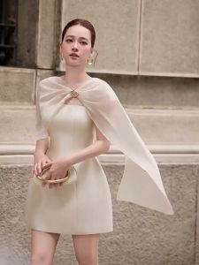 French Style Lightweight Chiffon Sleeveless Dress Waist Defining Slimming