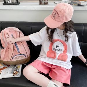 Girls Suit Terno for Kids Girls 7-16 Years Old T-Shirt and Short Pants Teenagers Outfit for Girls New Style Summer Suit Fashion Korean