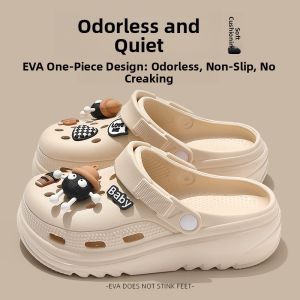 MONLEYTA | 2025 New Womens Thick Bottom Hole Shoe Summer Outdoor Anti-Slip Deodorant Beach Sand Beach Feeling Slipper EVA Material