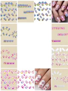 Medium Fake Nails for Women Girls Pink Flowers Butterfly Design for Spring Summer Season Square Nail Tips Press On False Nails