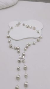 LZD Summer Long Heavy-Duty Brushed Necklace Light Luxury Silver Brushed Ball Clavicle Multi-Purpose Twin High-Grade Clavicle Chain Female