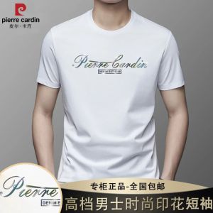 Pierre Cardin Mens Modal Ice Silk Thin Short Sleeve round Neck T-Shirt Breathable Summer Fashion Modern Style Casual Tee