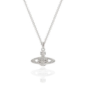 Titanium Steel Saturn Necklace Womens Style Micro Paved Full Diamond Sparkling Fashion Jewelry Lockbone Chain Alloy Embellishment