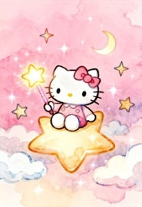 TOPTOY | Sanrio Cartoon Anime Moon Stars Hello Kitty Diamond Painting HelloKitty DIY Home Art Decoration & Handmade Creative Gifts