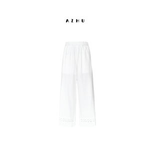 Elegant French Style Embroidered Hollow out Womens Vest Skirt Set White Long Dress Pants Three Piece Suit Cotton round Neck Button up