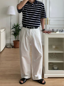 DAVID&ME | White Cotton Straight Leg Loose Trousers
