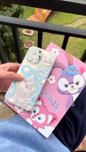 GADGET FUSION Glitter Case untuk iPhone 11 13 14 15 Plus 12 ProMax X XR XS Max 1lPro 1lPro Max78 Plus SE Bowknot Kitten Feather Yarn Silver Case