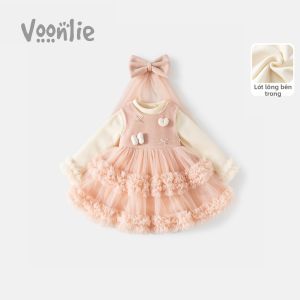 VOONLIE | Đầm Nệm Phong Cách Công Chúa Màu Đỏ Lễ Hội Mùa Đông