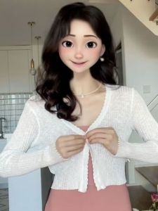 French Style Thin V-Neck Knitted Sun Protection Cardigan Women Summer New Ice Silk Strap Short Coat Inner Wear Tank Top