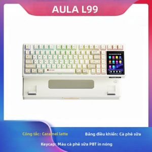 AULA | Bàn Phím Cơ Thông Minh AULA L99 87 Phím Kết Nối 3 Chế Độ (BT Có Dây Không Dây) Chơi Game Ban Đêm Dành Cho Laptop Pin 8000mAh Switch Raindrop Ngôn Ngữ Anh