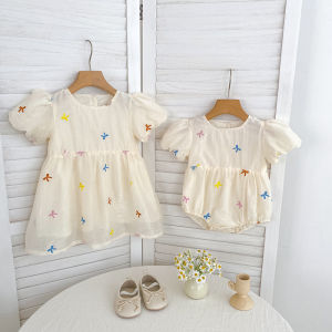 Bow Detail Bubble Sleeve Baby Dress